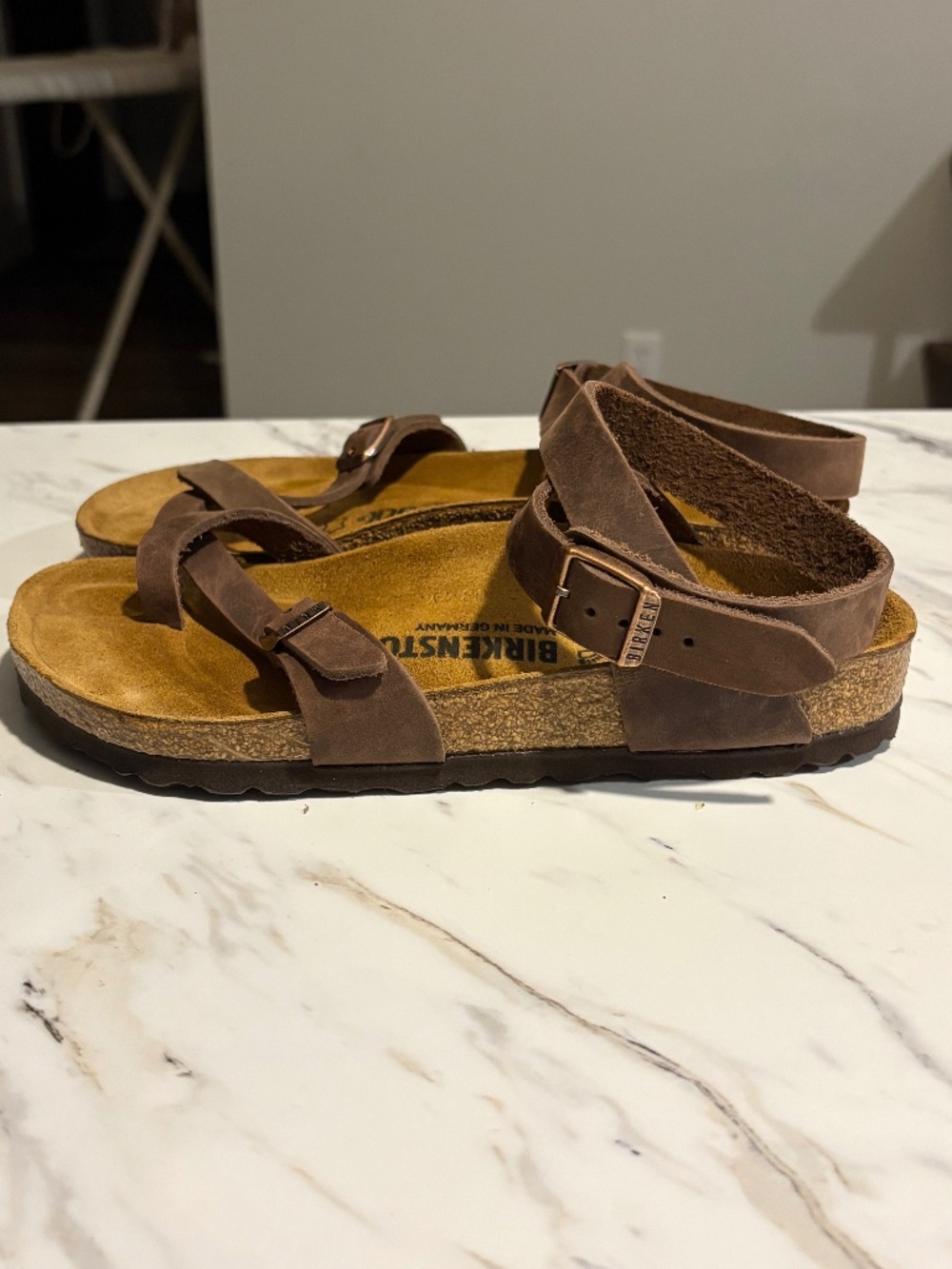 Birkenstock Yara Sandals in Havana Oiled Leather